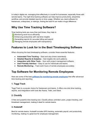 Best Time Tracking & Times Software for Remote Employees