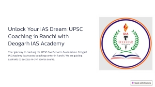 Premier UPSC Coaching in Ranchi by Deogarh IAS Academy