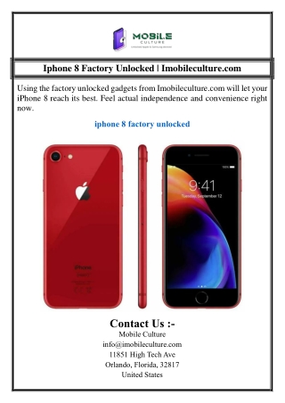 Iphone 8 Factory Unlocked | Imobileculture.com