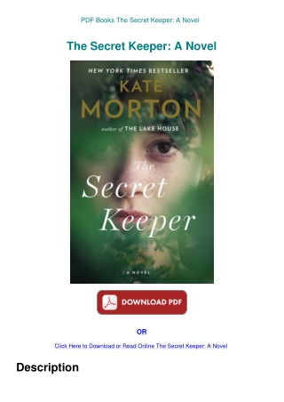 PDF Books The Secret Keeper A Novel