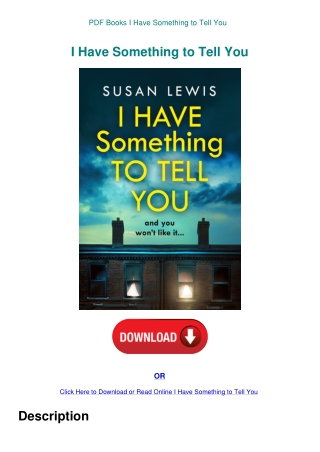 PDF Books I Have Something to Tell You
