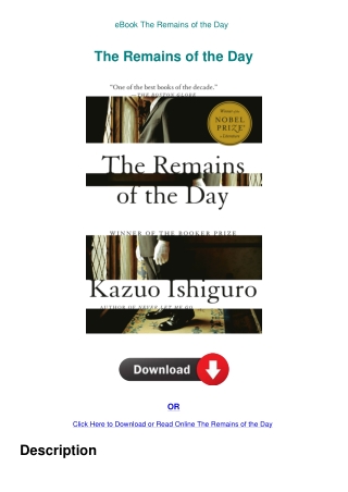 eBook The Remains of the Day