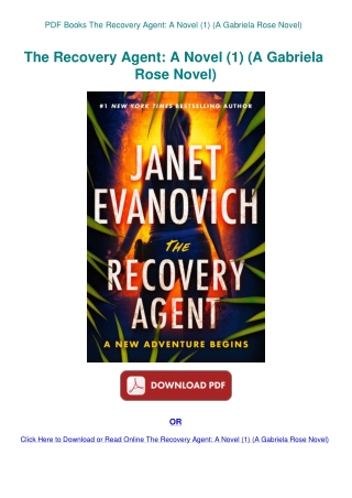 PDF Books The Recovery Agent A Novel (1) (A Gabriela Rose Novel)