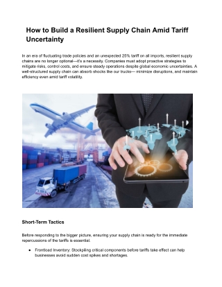 How to Build a Resilient Supply Chain Amid Tariff Uncertainty