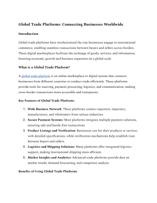 Global Trade Platforms Connecting Businesses Worldwide