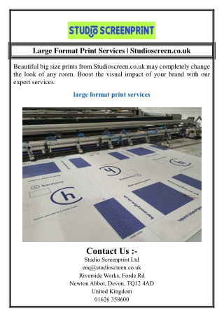 Large Format Print Services | Studioscreen.co.uk