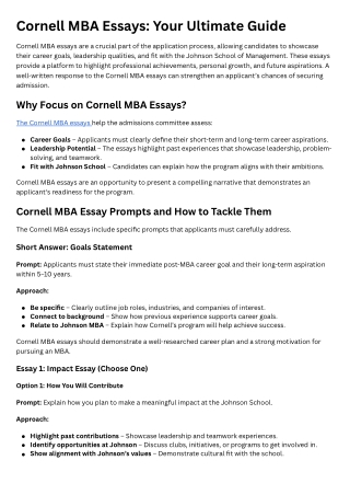 Cornell MBA Essays Your Ultimate Guide