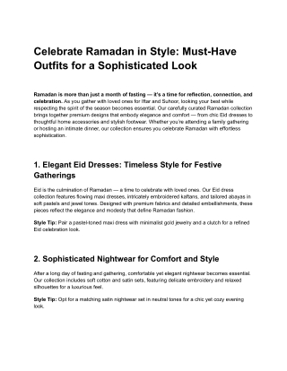 Celebrate Ramadan in Style - Must Have Outfits for a Sophisticated Look