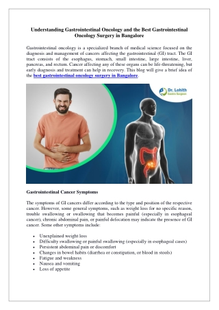 Understanding Gastrointestinal Oncology and the Best Gastrointestinal Oncology Surgery in Bangalore