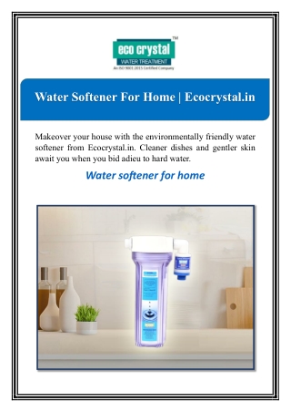 Water Softener For Home | Ecocrystal.in