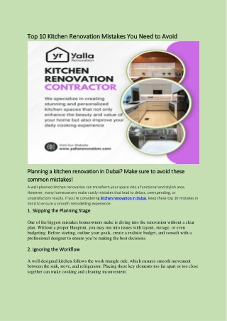 Top 10 Kitchen Renovation Mistakes You Need to Avoid