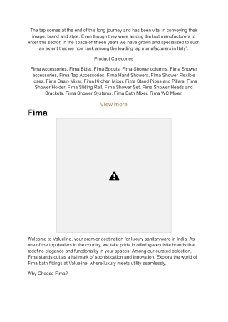 Fima faucets price in Hyderabad | Valueline