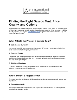 Finding the Right Gazebo Tent