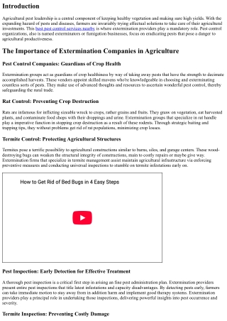 The Role of Extermination Companies in Agricultural Pest Management