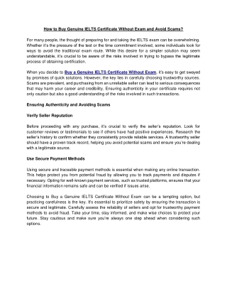 How to Buy Genuine IELTS Certificate Without Exam and Avoid Scams?