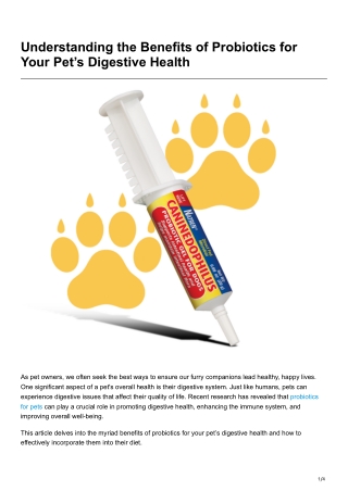 Understanding the Benefits of Probiotics for Your Pet’s Digestive Health