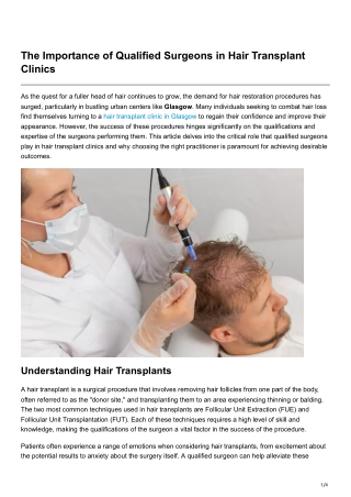 The Importance of Qualified Surgeons in Hair Transplant Clinics