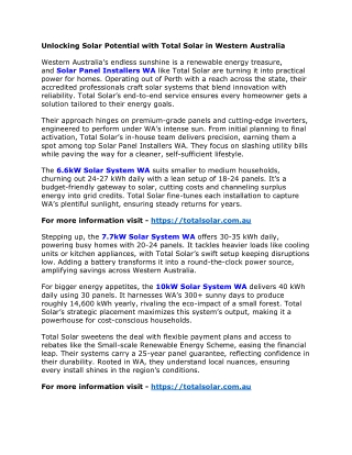 Unlocking Solar Potential with Total Solar in Western Australia