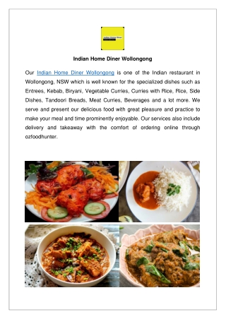 Indian Home Diner Wollongong Takeaway Menu– Order Now