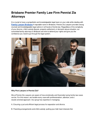 Brisbane Premier Family Law Firm Pennisi Zia Attorneys