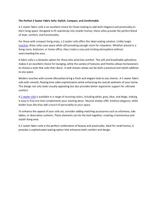 Modern 2 Seater Fabric Sofas: The Perfect Choice for Small Homes