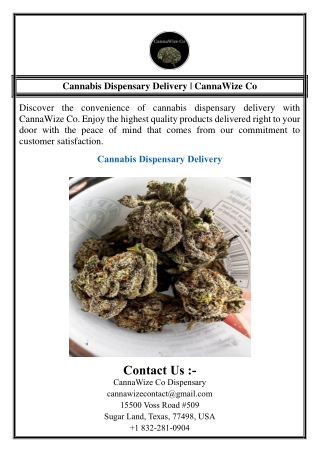 Cannabis Dispensary Delivery | CannaWize Co
