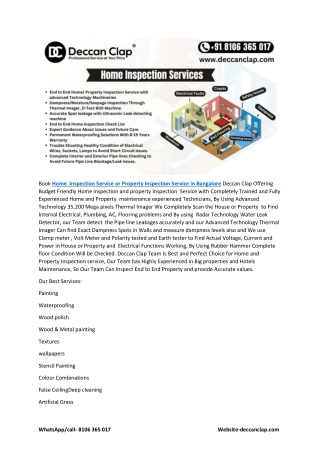 Top Home inspection servces in bangolore