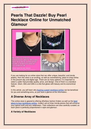 Pearls That Dazzle! Buy Pearl Necklace Online for Unmatched Glamour