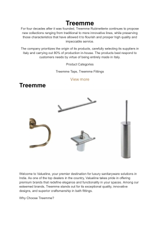 Treemme luxury faucets showroom in Hyderabad | Valueline