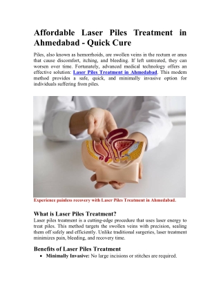 Affordable Laser Piles Treatment in Ahmedabad