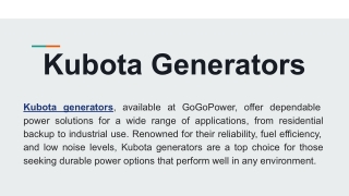 Kubota Generators