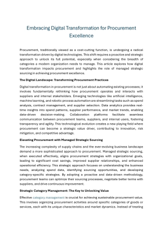 Embracing Digital Transformation for Procurement Excellence