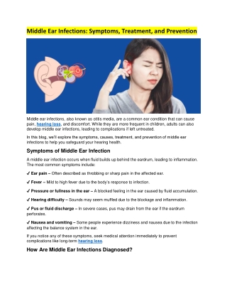 Middle Ear Infections: Symptoms, Treatment, and Prevention | Aanvii Hearing