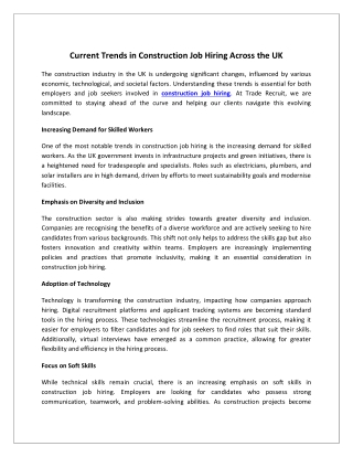 Current Trends in Construction Job Hiring Across the UK