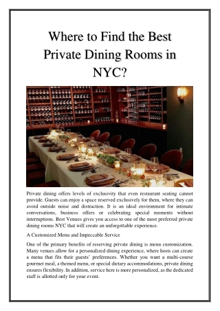 Where to Find the Best Private Dining Rooms in NYC