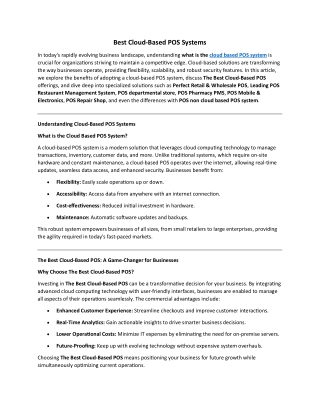Best Cloud Based POS Systems