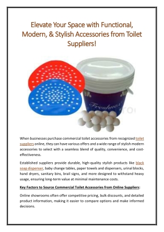 Elevate Your Space with Functional, Modern, & Stylish Accessories from Toilet Suppliers!