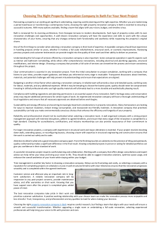 Choosing The Right Property Renovation Company In Bath For Your Next Project