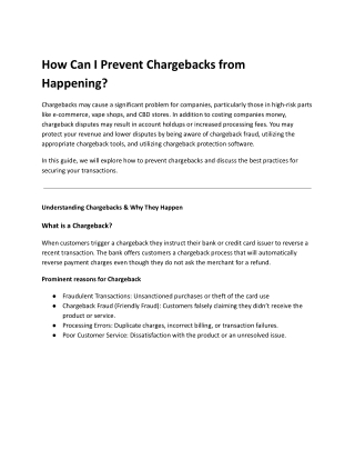 How Can I Prevent Chargebacks from Happening