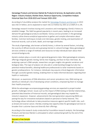 Genealogy Products and Services Market Size, Trends & Growth Forecast