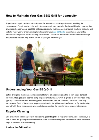 How to Maintain Your Gas BBQ Grill for Longevity