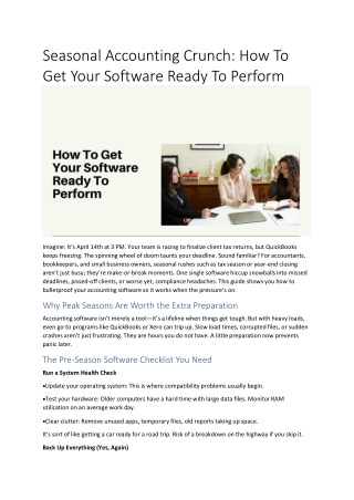 Seasonal Accounting Crunch: How To Get Your Software Ready To Perform