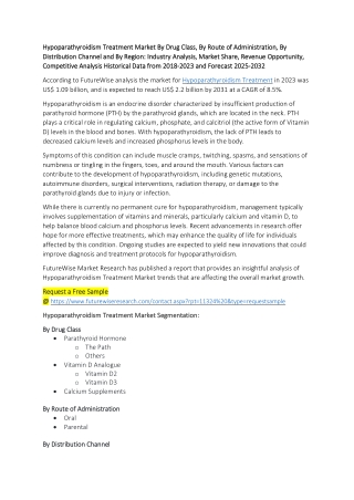 Hypoparathyroidism Treatment Market Size, Trends & Growth Forecast