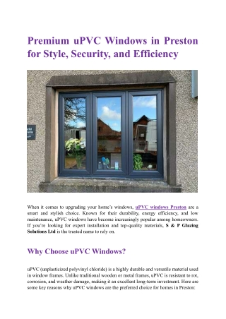 Premium uPVC Windows in Preston for Style