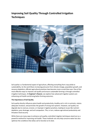 Improving Soil Quality Through Controlled Irrigation Techniques