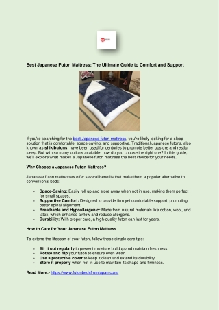 Best Japanese Futon Mattress: The Ultimate Guide to Comfort and Support
