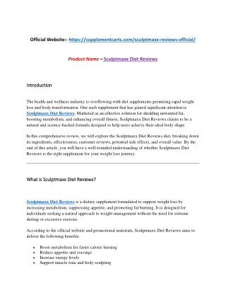 Sculptmaxx Diet Reviews