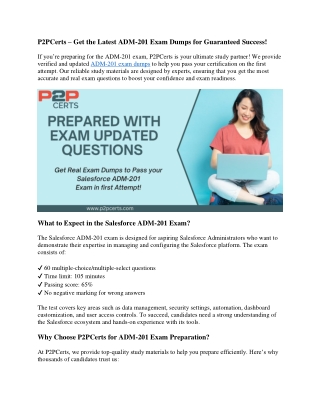 Pass the Salesforce ADM-201 Exam with Confidence – P2PCerts is Here to Help!