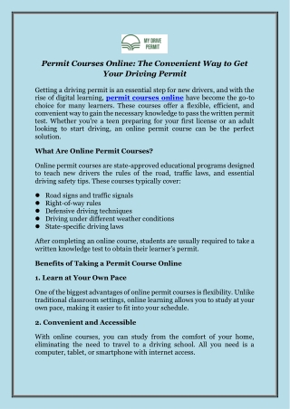 Permit Courses Online: The Convenient Way to Get Your Driving Permit