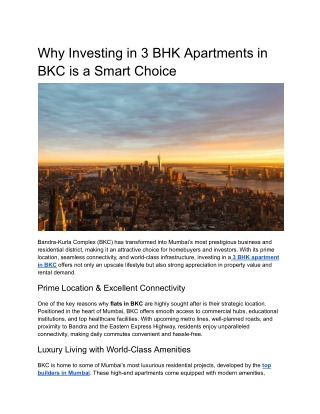 3 BHK Apartment in BKC – Premium Homes by Top Builders